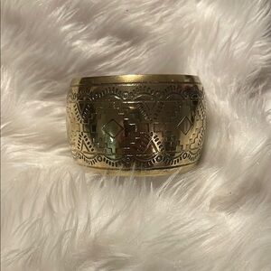 Gold Geometric Cuff Bracelet with Intricate Design